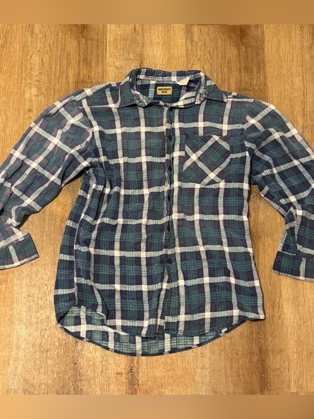 Vintage Northwest Blue Plaid Flannel Shirt Large